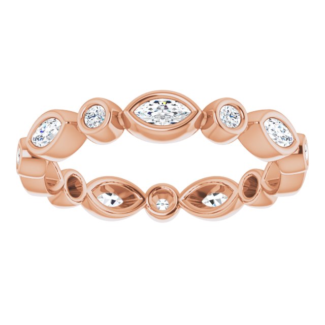 0.64 ct. Bezel Set Marquise & Round Diamond Eternity Band-VIRABYANI